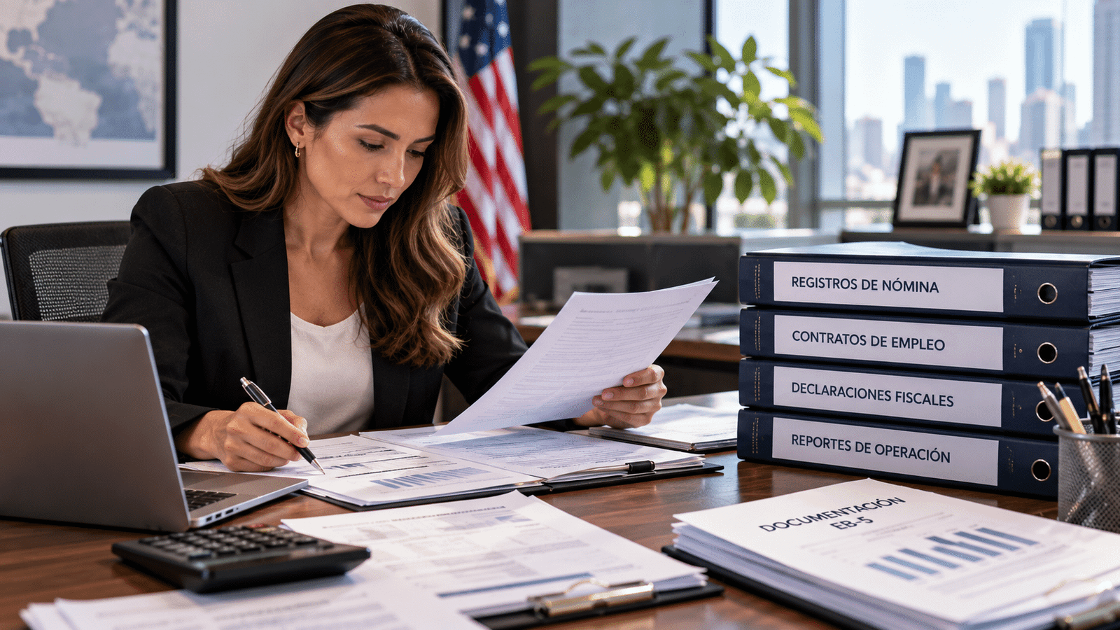 Documentación de nómina, contratos y registros empresariales para acreditar empleos de una visa EB-5